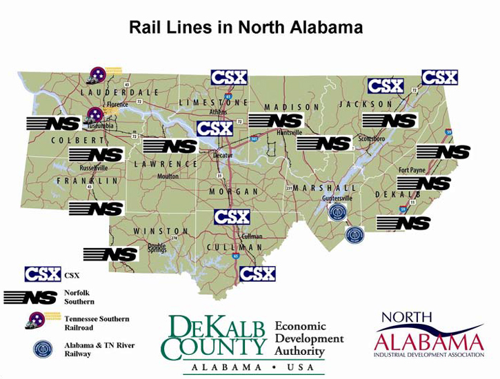 Rail Lines in North Alabama
